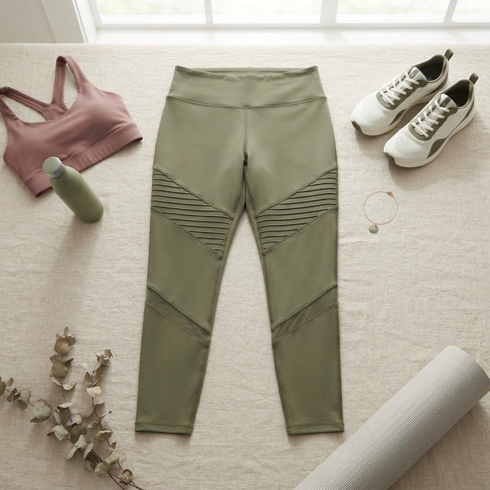 Old Navy Active XXL Olive Green Moto Mesh Go-Dry High Waisted Leggings